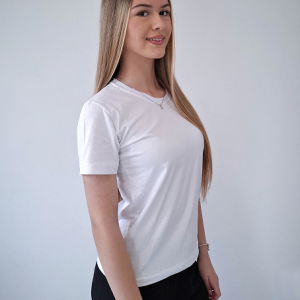 ŽENSKA T-SHIRT MAJICA O IZREZ BELA