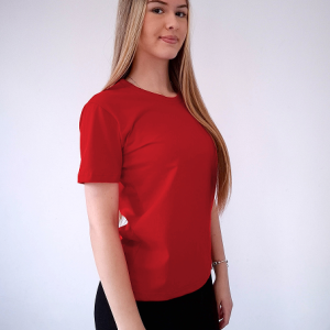 ŽENSKA T-SHIRT MAJICA O IZREZ CRVENA