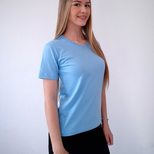 ŽENSKA T-SHIRT MAJICA O IZREZ SVETLO PLAVA